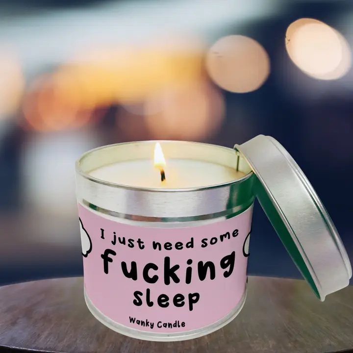 I Just Need Some F*cking Sleep – New Baby Travel Candle | Funny New Mum Soy Wax Tin Candle Gift - Image 3