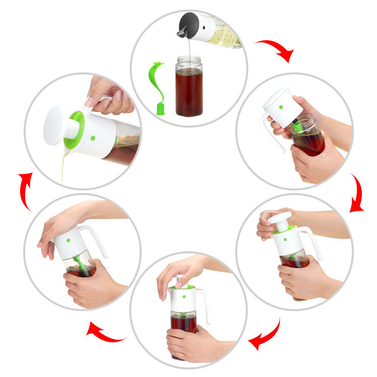 330ml Oil & Vinegar Salad Dressing Shaker | Manual Salad Dressing Mixer Bottle for Kitchen Use - Image 6